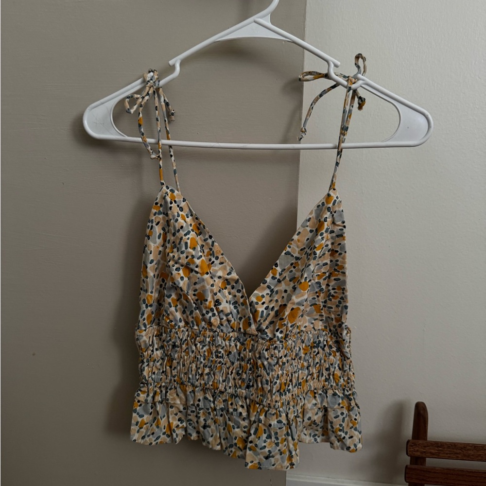 Target Yellow and White Floral Smocked Camisole